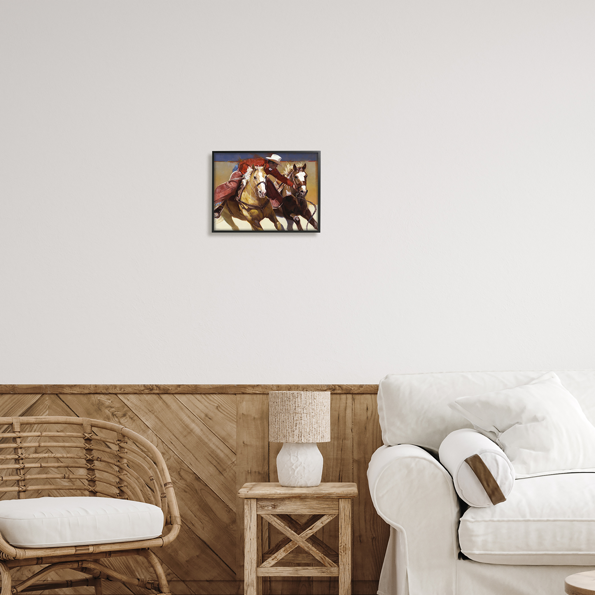 Stupell Industries Rodeo Cowboy Painting Animals & Insects Painting Black Framed Art Print Wall Art, 14 x 11