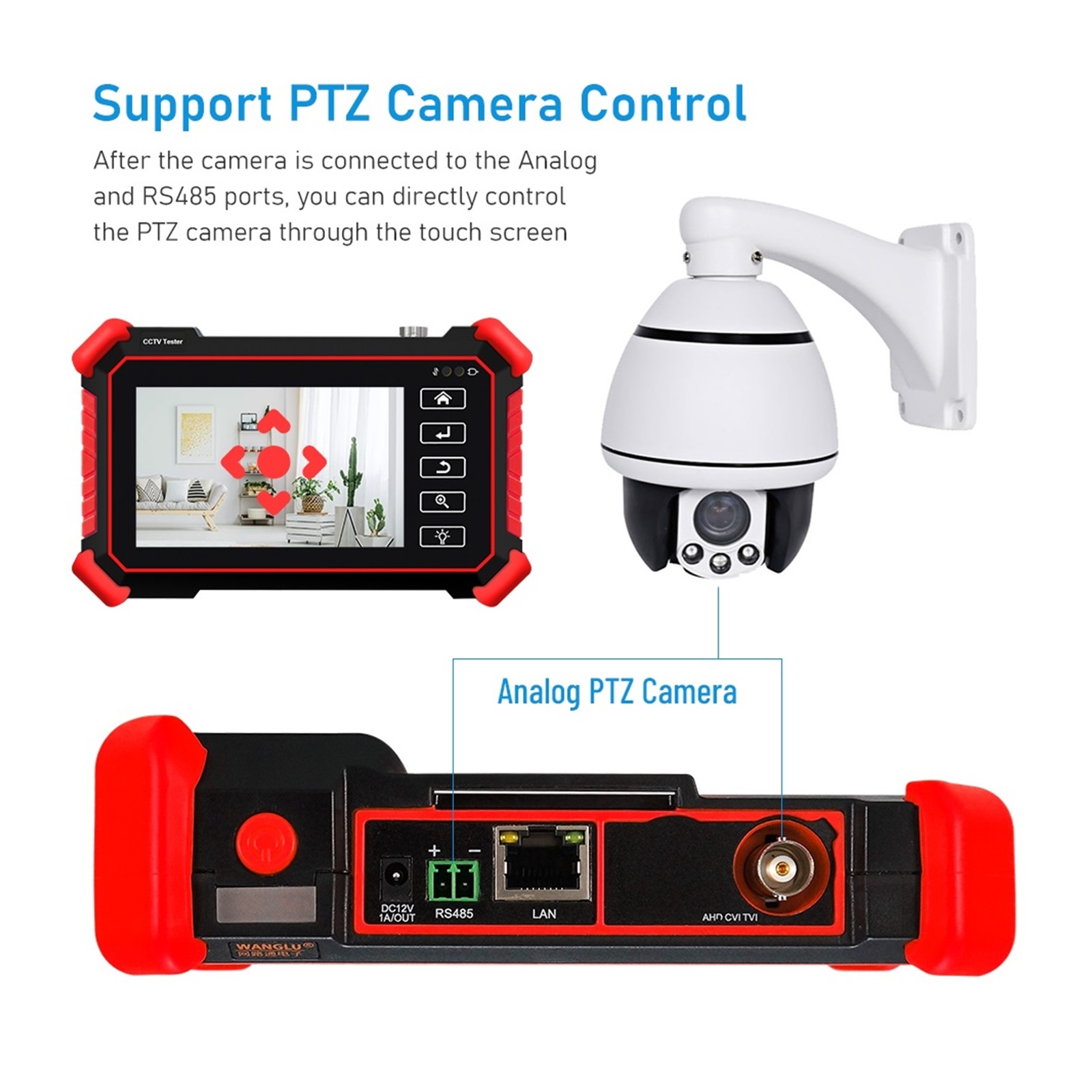 4-Inch Portable CCTV Tester – Supports 4K IP, AHD, TVI, CVI Cameras, Built-in Wi-Fi & PoE