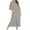 Light Gray, variant on Nursing Night Gown for Breastfeeding Spring Summer 3/4 Sleeve Crewneck Side Slit Zip Up Sleep Dress with Pockets Sleepwear