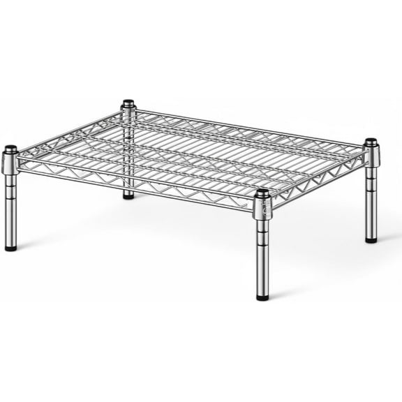 18" x 24" x 8" Chrome Wire Dunnage Rack, Heavy-Duty Adjustable Storage Rack, Commercial-Grade Shelving Unit for Kitchen, Garage, or Warehouse, Wire Shelving Unit, 1 Tier Storage Shelf
