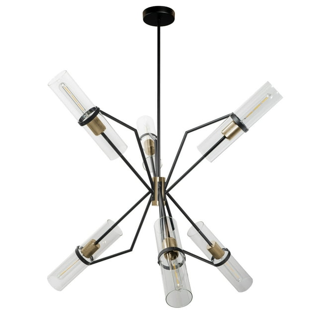 Everly Lustre à 6 Lumières, Noir et Laiton