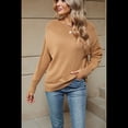 thumbnail image 4 of Suéteres Casuales de Larga para Mujer, Suéteres Sueltos de Punto Liso, Suéteres Tipo Jersey, Tops. Camello S, 4 of 10
