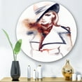thumbnail image 2 of Designart 'Fashion Portrait of Woman Wearing Hat' Modern Circle Metal Wall Art 23x23 - Disc of 23, 2 of 5