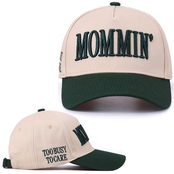 Vintage Two-Tone Trucker Hat Adjustable Baseball Cap with Mommin Embroidery Ponytail Fit Unisex Outdoor Casual Headwear