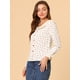 thumbnail image 4 of Camisa Allegra K Manga Larga Botones Cuello Contraste Estampado Corazones Beige XS, 4 of 6