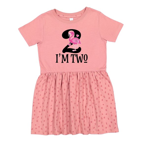 Inktastic 2nd Birthday Party Girls Flamingo Girls Toddler Dress