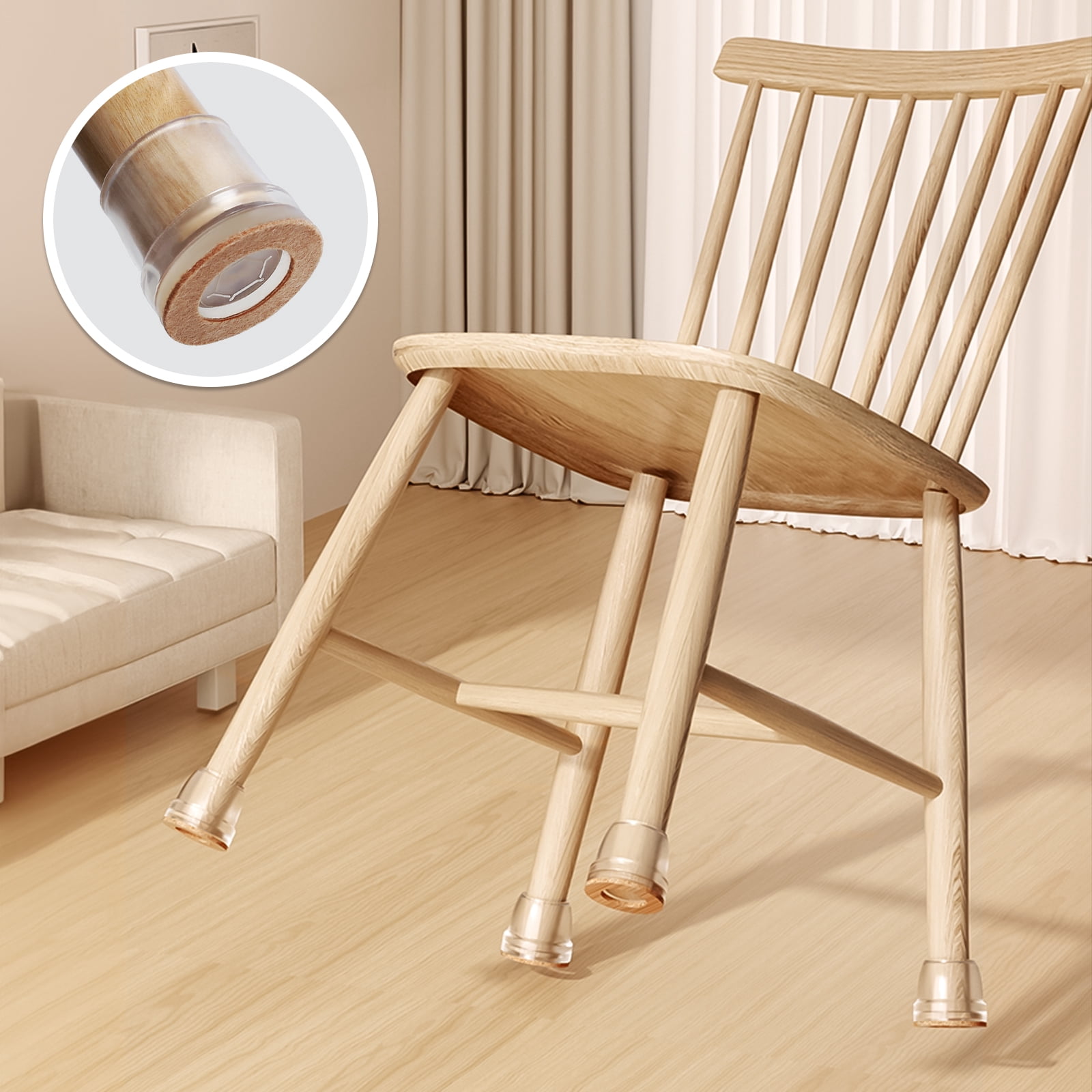 8Pcs Silicone Chair Leg Floor Protectors,Furniture Leg Caps Cups with Felt Pads for Protecting Hardwood Floors from Scratches,Clear(1'')