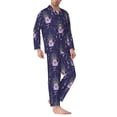 thumbnail image 2 of KLL Lavender Flowers Sleepwear Mens Flannel Pajamas,Long Cotton Pj Set, 2 of 7