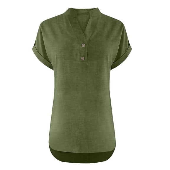 V Neck Short Sleeve Henley Tops，Henley Blouses Work Tops Casual Cotton Tees Shirts 2026 Henley Outfit Henley Button Up T Shirts Work Tshirt Clothes Casual Business Blouses V Neck Button Shirts