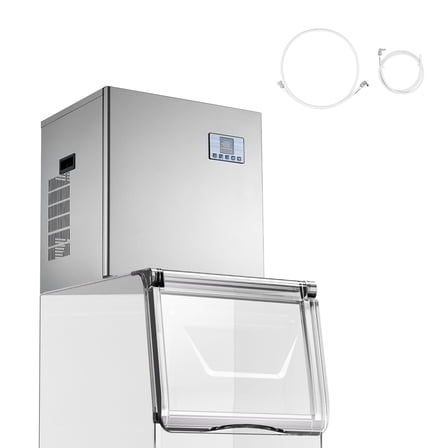 KFFKFF Commercial Ice Maker Machine - 550 Lbs/Day Stainless Steel Ice Machine with Programmable Ice-Making, Self-Cleaning, Adjustable Thickness, Suitable for Restaurants, Bars, Cafes, and Hotels