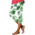 thumbnail image 1 of Womens Summer High Waisted Printing Capris Matching Slim Fitting Yoga Gym Pants, 1 of 6