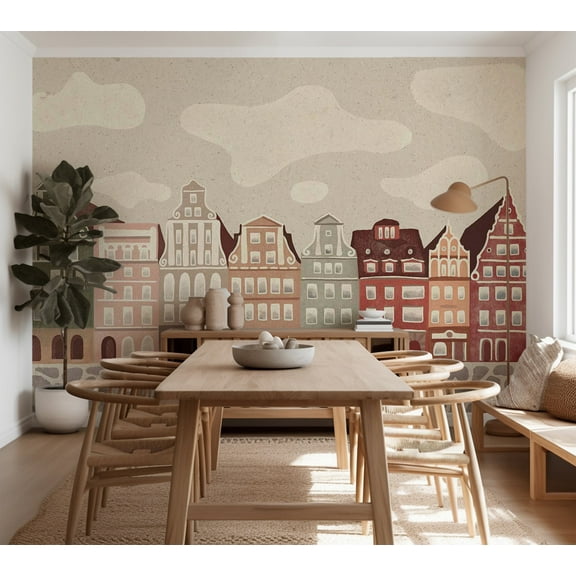 Kids Wallpaper Wall Mural - Funky Townhouses