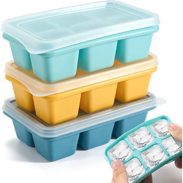 3 paquetes de mini bandejas para cubitos de hielo con tapas (3 colores), bandeja de cubitos de hielo de silicona con 18 compartimentos para whisky, cócteles, bebidas, sin BPA