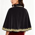 thumbnail image 6 of ZACPNCV Women Short Velvet Cape Shawl Stand Collar Frog Button Evening Gown Wrap Elegant Velvet Cape for Wedding Dinner Party Formal Evening B-Black, 6 of 8