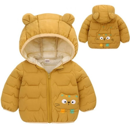 

Toddler Baby Winter Hooded Jacket Little Kids Boy Girl Cotton Outerwear Coat
