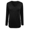 thumbnail image 5 of MIXUE Boho Tops For Women Autumn Winter Solid Color V Neck Long Sleeve Casual Basic Soft Pullover Shirts For Women Tshirts Outwear,Black,XXL, 5 of 6