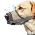thumbnail image 2 of Dog Muzzle, Soft Mesh Muzzles for Small Medium Large Dogs Chihuahua Poodle Husky Labrador Retriever, Breathable Dog Mouth Guard for Biting Chewing Grooming, Allow Panting Drinking(Grey-Medium), 2 of 11