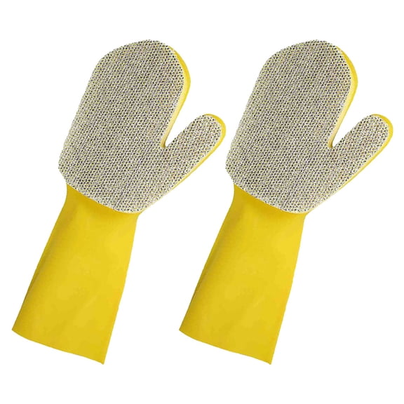 Latex Cleaning Gloves Sponge Brush Swimming Pool Waterproof Reusable Bowl 2 Pcs