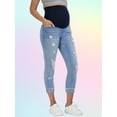 thumbnail image 2 of Savi Parker Women’s Maternity Jeans Over The Belly - Pregnancy Must Haves Fall and Winter Maternity Clothes (S, Light Wash), 2 of 6