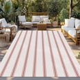 thumbnail image 2 of Red Striped Outdoor Rug 6x9 Ft - Reversible Patio Rug Outdoor Camping Rugs, Rustic Red Stripe Modern Art Beige Washable Indoor Outdoor Area Rugs, Non-Slip Outdoor Carpet Runner for Deck/Porch, 2 of 8