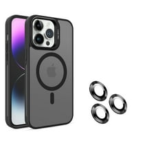 Cowithday iPhone 13 Case with Metal Kickstand & Lens Protector, [Compatible with MagSafe] [Slim&Lightweight] [Anti-Fingerprint] Shockproof Soft TPU Frame Hard PC Translucent Case, Black