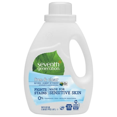 Seventh Generation Natural 2X Concentrate Liquid Laundry Detergent, Free & Clear (33 loads, 50oz.)