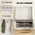 thumbnail image 3 of HOMCOM Hall Tree with Shoe Storage, Coat Rack with Shoe Bench, White, 3 of 9