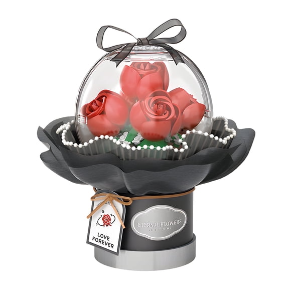 HI-REEKE Flower Mini Building Block Set Rose Bouquet Building Kit Plastic Toy Gift for Kid Adult Red