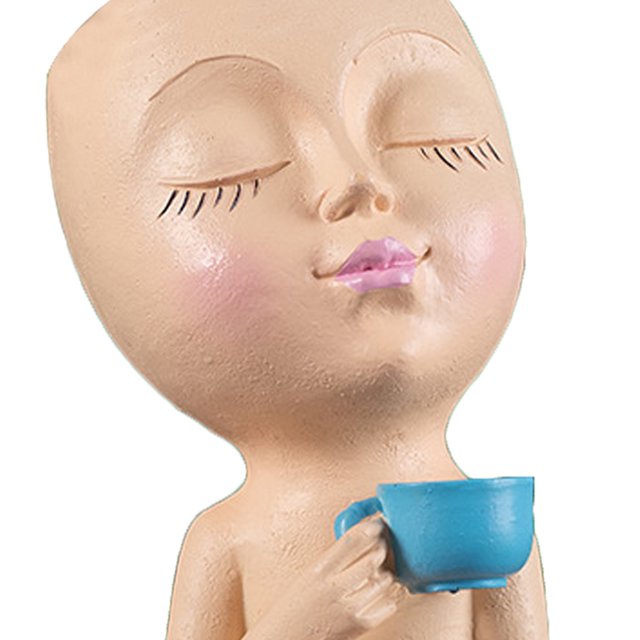 Jarrón de resina para café y niña, regalo de vacaciones, florero artístico con cabeza humana, decoración del hogar para patio Ndcxsfigh Libre de BPA