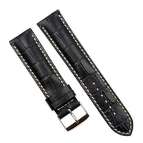 20mm Black Leather Watch Band