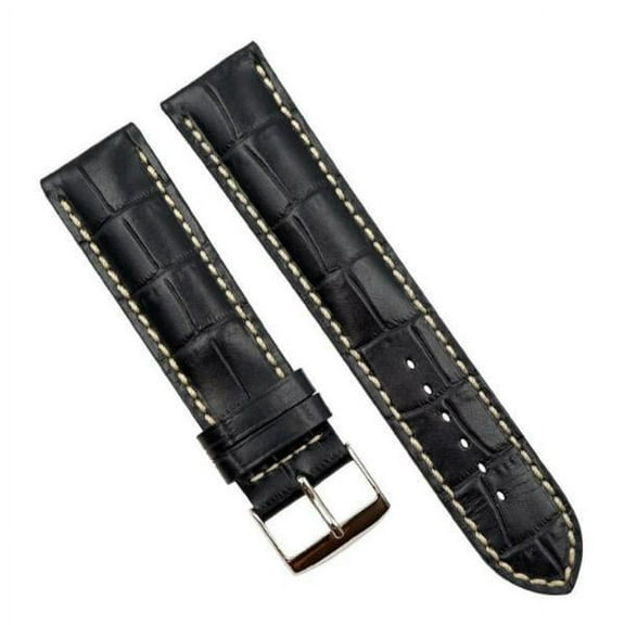 20mm Black Leather Watch Band