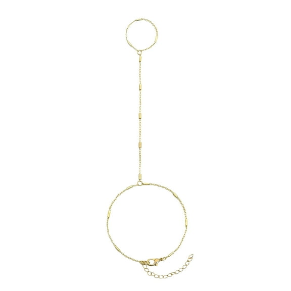 Dainty Gold Ring Hand Chain Bracelet Trendy 14K Gold Plated Bead Satellite Cross Hand Link Chain Bracelets for Women Simple Bracelet Hand Jewelry Gifts