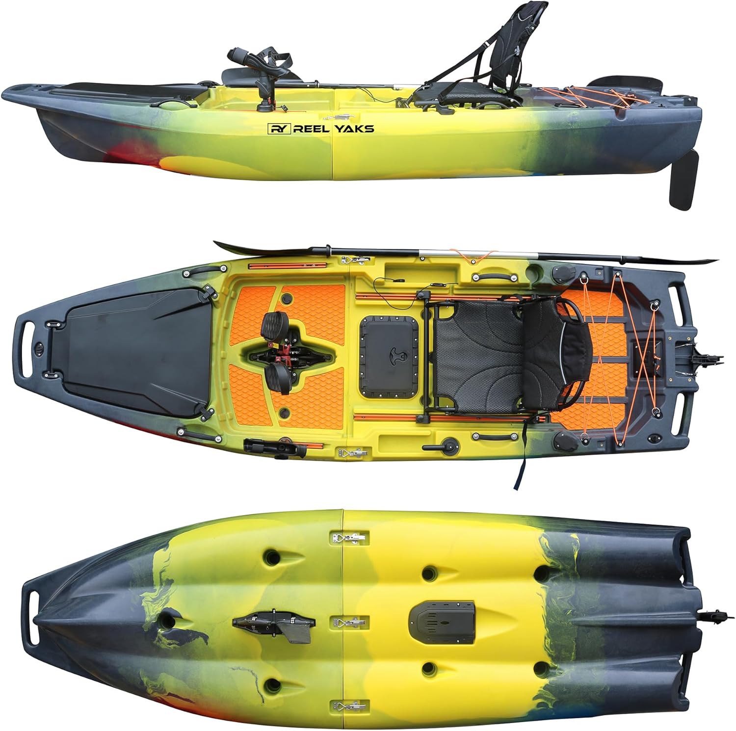 Reel Yaks Rocket Modular Fishing Kayak - 9.8ft Lightweight Fin Drive, Sit On Top Kayak for Adults & Youth - Stable & Portable, Ideal Space-Saving Design for Travel - 400 lbs Capacity - Gray