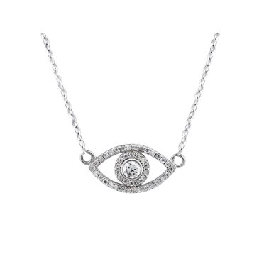 H&J Jewelry 925 Sterling Silver Icy Blue CZ 3D Evil Eye Pendant – SP338, Unisex