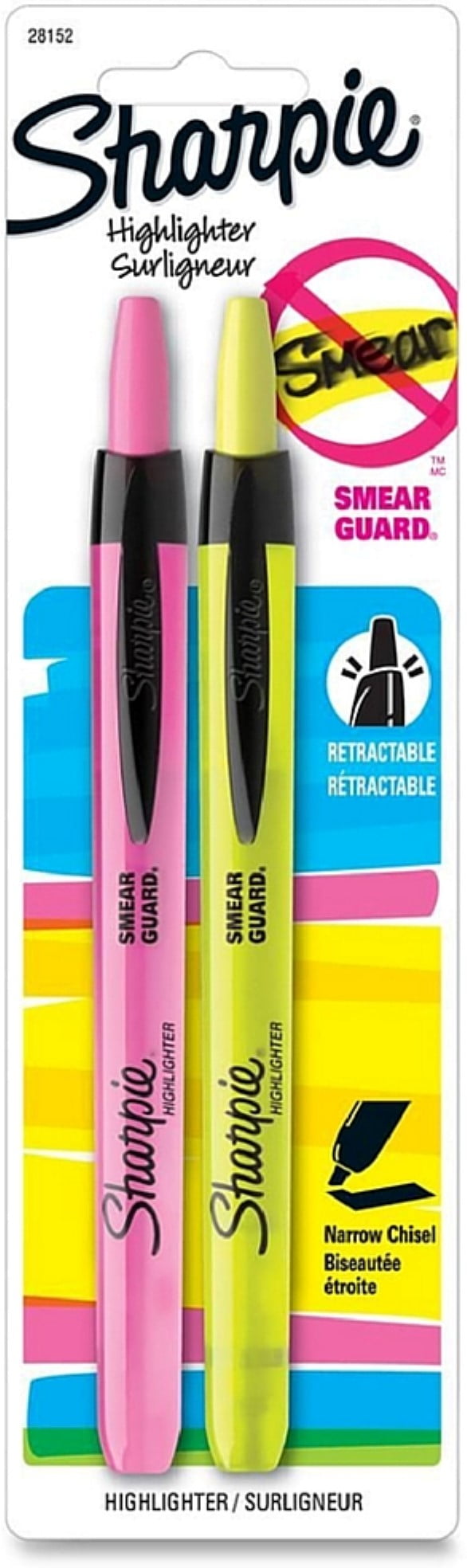 Sharpie Retractable Narrow Chisel Point Highlighter 2 ea