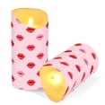 thumbnail image 3 of Lips Pattern Flameless Candles 2 PCS with Remote Realistic Moving Flame LED Tapered Pillar Set for Home Decor, 3 of 7