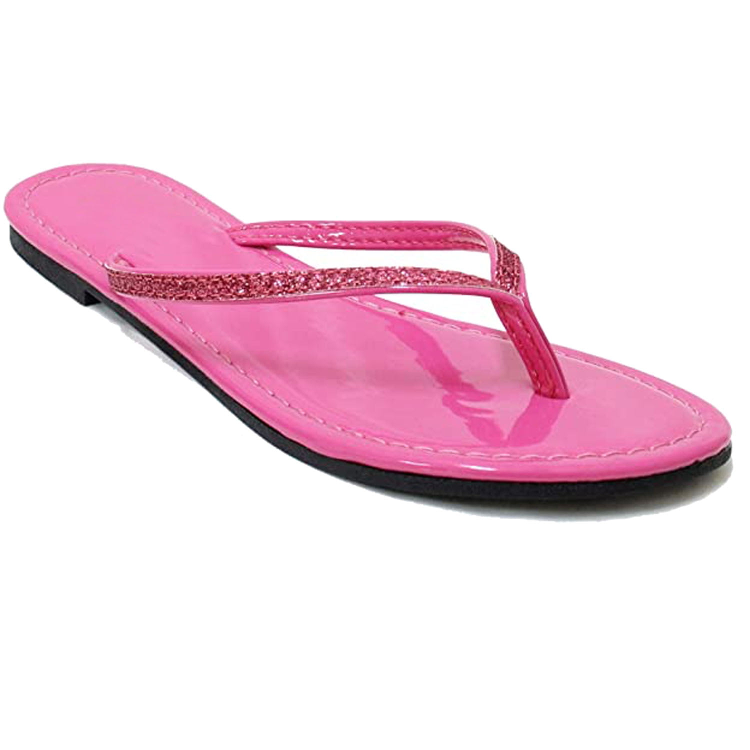 Women's Glitter Casual Flat Summer Thong Flip Flop Sandal (FREE ...