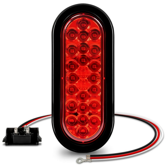 6" Oval Red 24 LED Trailer Tail Lights [DOT Certified] [Grommet & Plug Included] [IP67 Waterproof] Turn Stop Brake Trailer Lights for RV Jeep Trucks