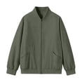 thumbnail image 6 of MXALUOB Men's Bomber Jacket Lightweight Full Zip Ribbed Baseball Collar Trendy Outerwear Solid Flight Windbreaker Casual Zip Jacket, 6 of 6