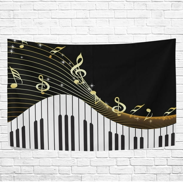 POPCreation Wonderful Music Note Piano Wall Art Tapestry Bedroom Living