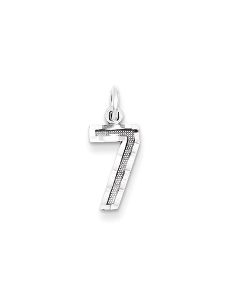 925 Sterling Silver Rhodium-plated Large Satin Milestone Number 5 Charm