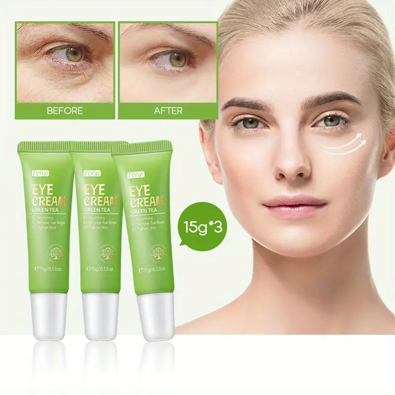 3pcs Green Tea Eye Cream, Eye Moisturizing Cream, Reduce Dark Circle ...