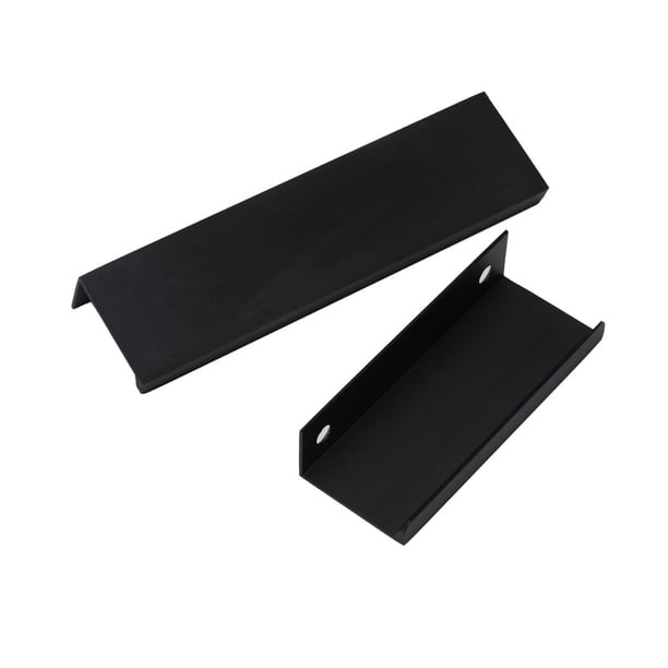 Paquete de 2 tiradores de armario negros, herrajes para armarios de cocina, tirador de borde de armario de aleación de aluminio, tirador de dedo negro