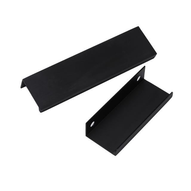Paquete de 2 tiradores de armario negros, herrajes para armarios de cocina, tirador de borde de armario de aleación de aluminio, tirador de dedo negro