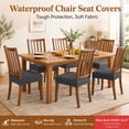 thumbnail image 4 of OKKEEY Waterproof Chair Seat Covers with Velcro Closure, 2Pcs Stretch Slipcovers for Dining Chairs, Removable Seat Cushion Protectors for Kitchen Chairs, Dark Gray, 4 of 10