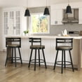 thumbnail image 6 of Amisco Vector 26 In. Swivel Counter Stool - Beige Distressed Wood / Black Metal, 6 of 9