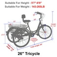 thumbnail image 5 of Lilypelle 24/26 inch Adult Tricycle for Women Men Seniors 7-Speed Three Wheel Cruiser Bike Trike with Large Basket, Low Step Through Frame,Exercise Shopping Tricycle Adult (Foldable&Non-foldable), 5 of 5
