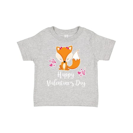 

Inktastic Happy Valentine s Day Fox White Gift Toddler Boy or Toddler Girl T-Shirt
