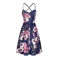 thumbnail image 4 of VISgogo Vestido sin mangas de verano para mujer, estampado de flores/leopardo para adultos, cuello en V, correa de espagueti cruzada, una pieza con bolsillos VISgogo  moda, 4 of 6