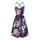 thumbnail image 4 of VISgogo Vestido sin mangas de verano para mujer, estampado de flores/leopardo para adultos, cuello en V, correa de espagueti cruzada, una pieza con bolsillos VISgogo  moda, 4 of 6